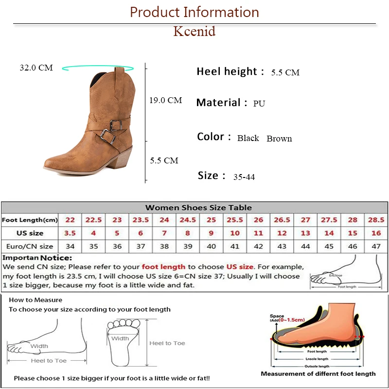 Kcenid Retro Western Ankle Boots For Women Fashion Round Toe High Heel Short Plush Winter Women Boots Square Button Party Shoes