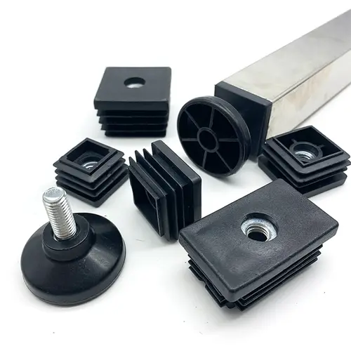 4Pcs Adjustable Furniture Feet And Square/Rectangular Tube Plug With Nuts Black Sofa Chair Table Leveler Legs For Furniture - Image 3