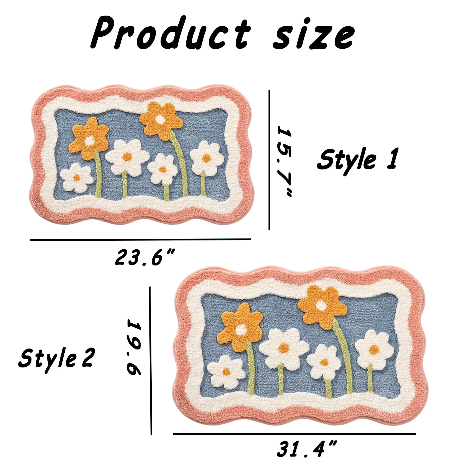 Cute Flower Bath Mat, Non Slip Water Absorbent Bathroom Rugs 2