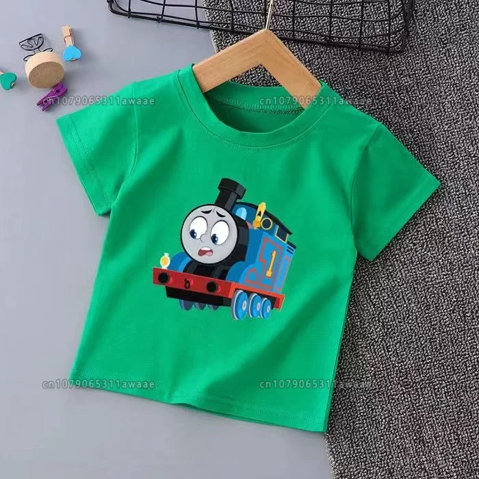 100% Cotton Child's Clothing Cartoon Train Print Children T-shirt Boys Girls High Quality T Shirt Kids Tee Summer Casual Tops 2