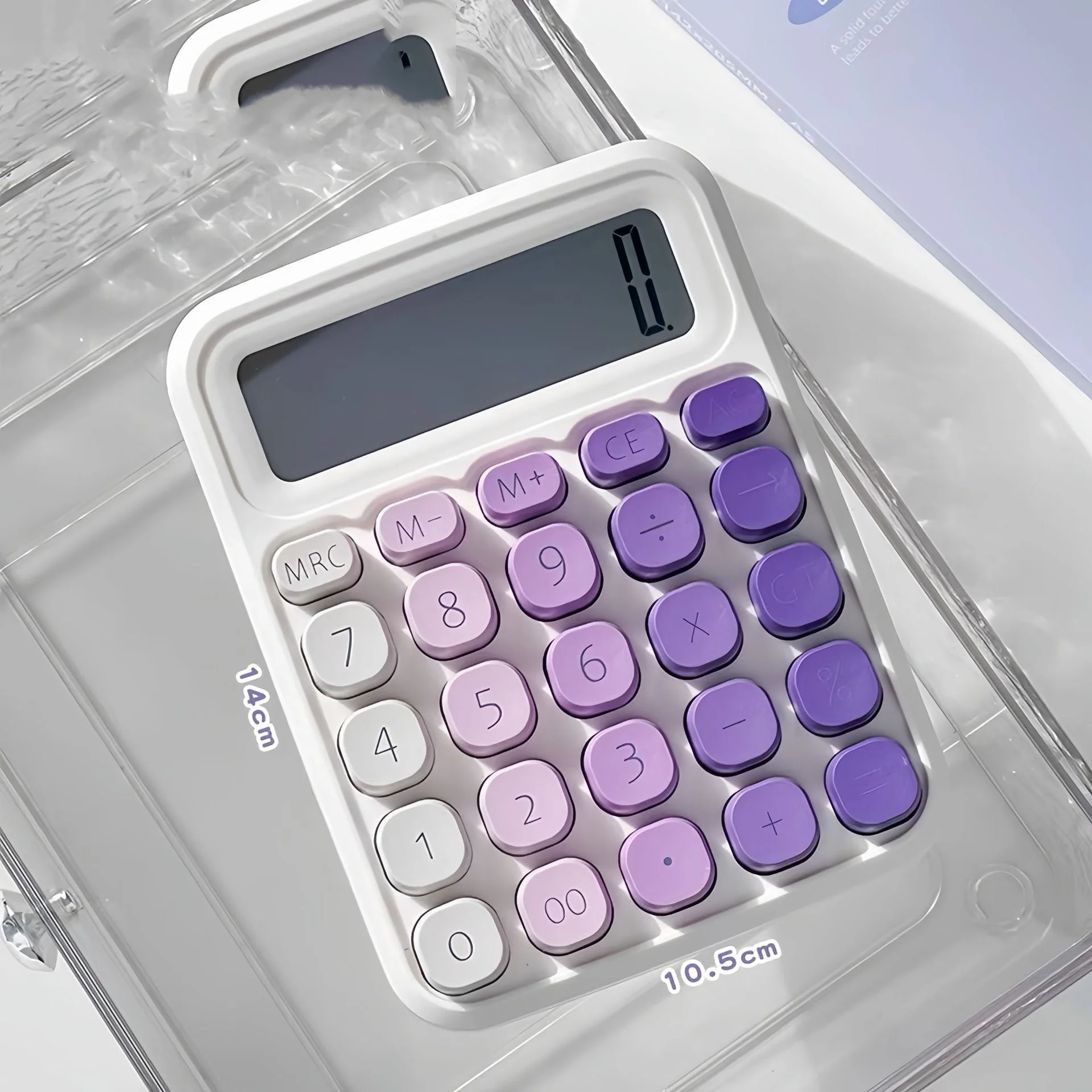 Color Macaron Gradient Large Screen Buttons for Computer Finance and Accounting Students Calculator Keychain 1Pcs