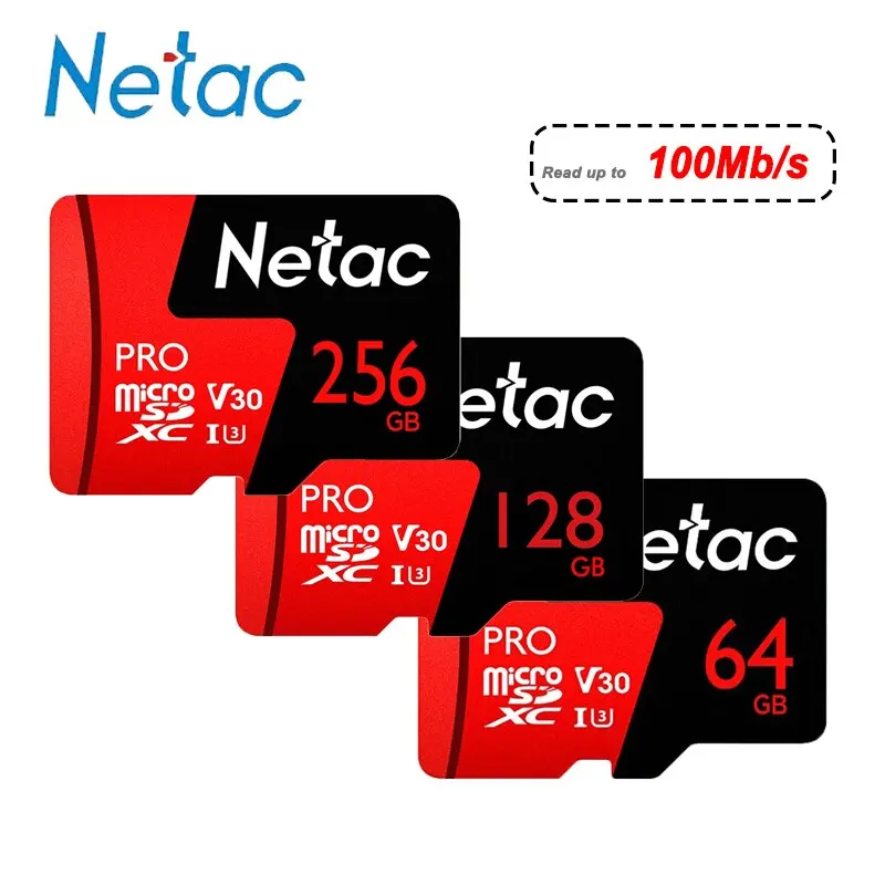 Netac Pro Micro Sd Sdxc Card P500 256Gb 128Gb 64Gb Tf Card U3 V30 Fino A 100 Mb/S 32Gb 16Gb Micro Sdhc Card U1 Computer Video Car