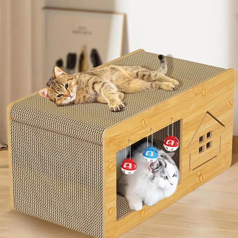 

Multi-Purpose Cat Scratcher Box Durable Spacious Cat Scratching Lounge Box Scratching Playing And Resting For Indoor & Outdoor