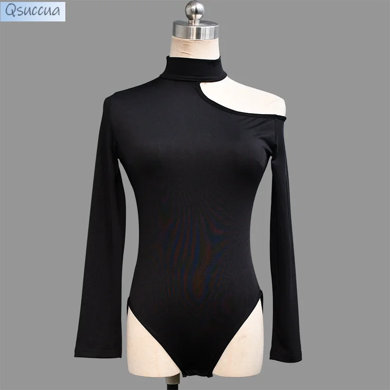 

New Style Latin Dance Clothes Female Adult Simple Blouse Strapless Sexy Slim Modern Dance One-piece Practice Clothes