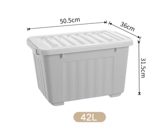42/68/92L Stackable Medium Size Household Transparent Plastic Clothes Storage  Box with 4 Wheels, Clothing Container with Lid