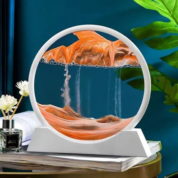 무빙 샌드 아트 그림 모래 시계 유리, 3D 화이트 프레임, 퀵샌드 페인팅, 거실 장식, 창의적인 선물, 7 인치