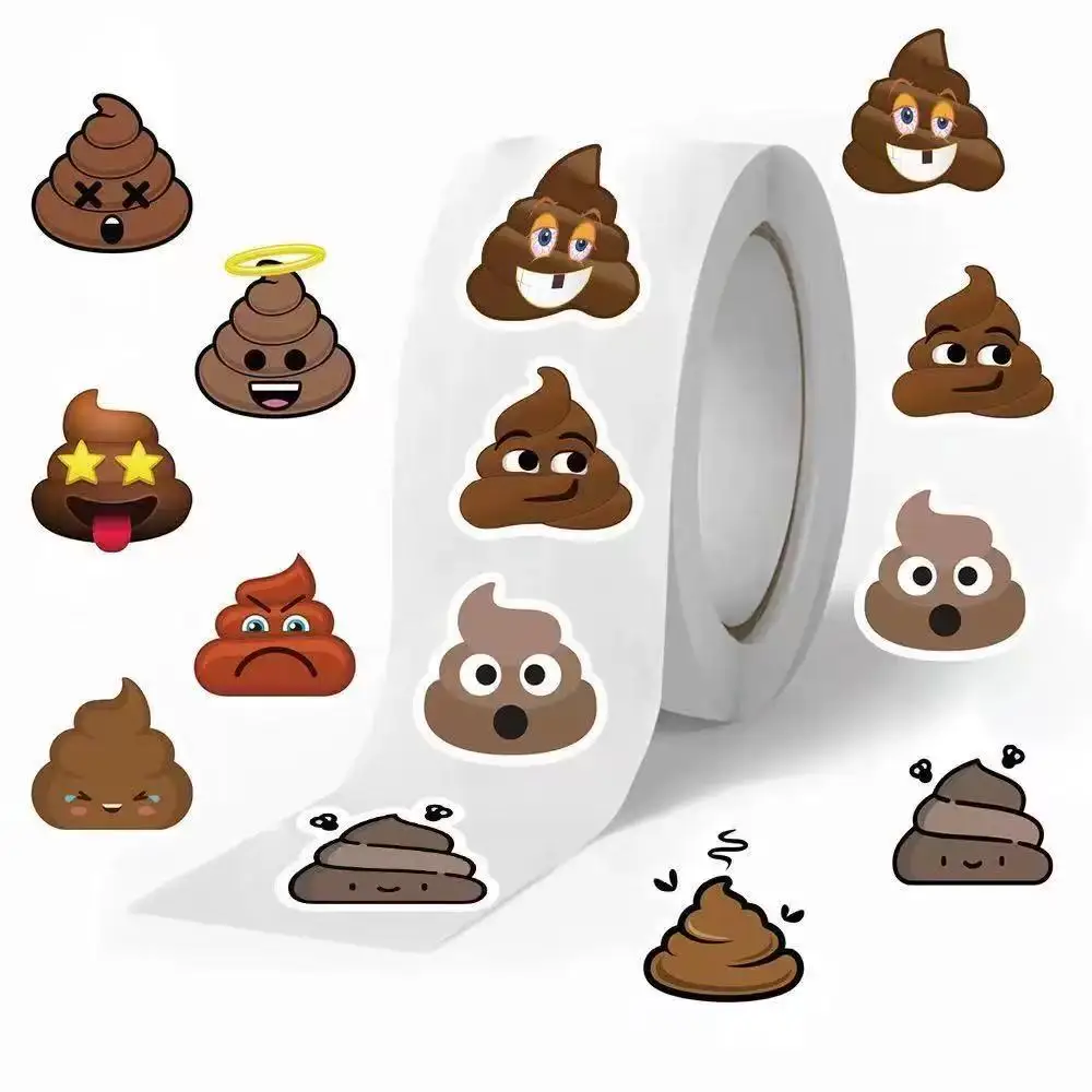 500pcs/roll 재미 있은 똥 낙서 데칼 선물 장식 스티커 노트북 물병 수하물 전화 케이스 DIY 씰 스티커