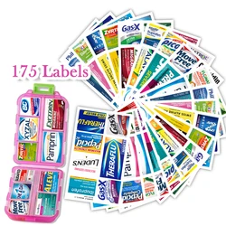 Compact 10 - Grid Pill Organizer with Adjustable Storage & 175 Labels - Portable Health Medicine Case (Pink)