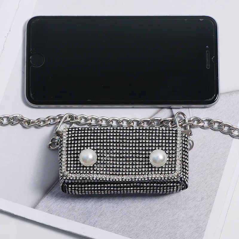 DAEYOTEN Luxury Mini Messenger Bag Female Summer Waist Pack New Trendy Diamond Flap Small Belt Pouch Pearl Lipstick Bag ZM1300