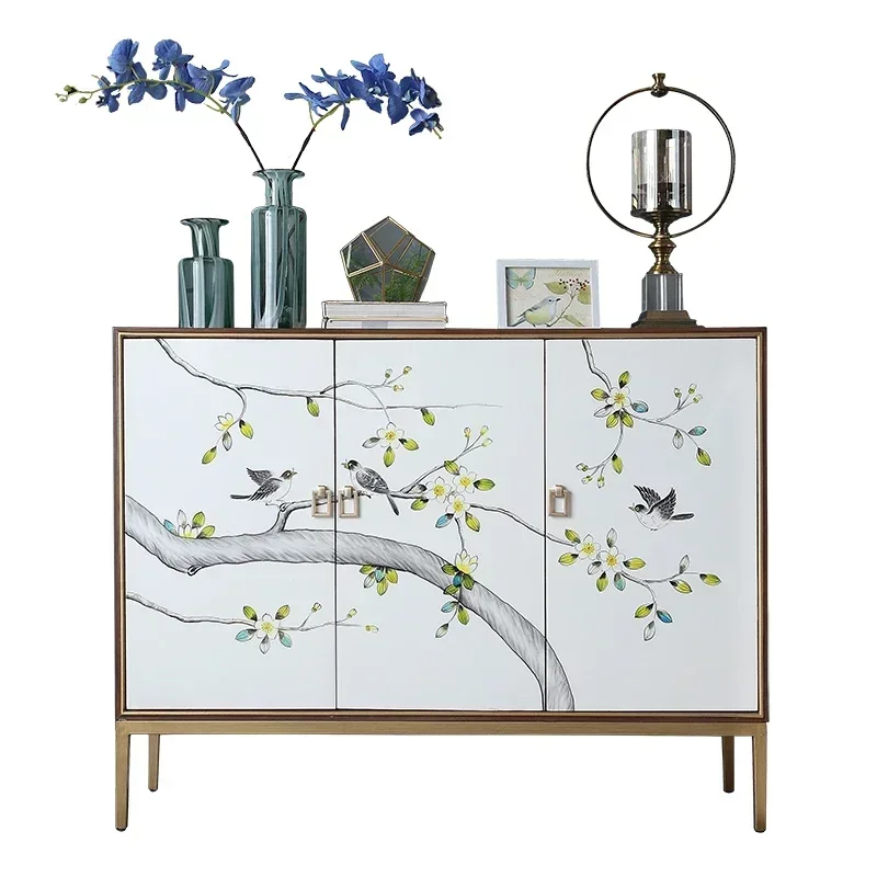 

New Chinese-style entrance shoe cabinet,household door, living room,entrance partition, decorative cabinet, painted light luxury