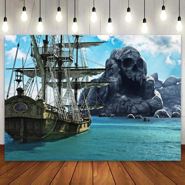 Pirate Theme Party Backdrop Mystic Sea Vintage Pirate Ship Treasure Hunt  Adventure Boys Island Background Banner Poster Decor - AliExpress