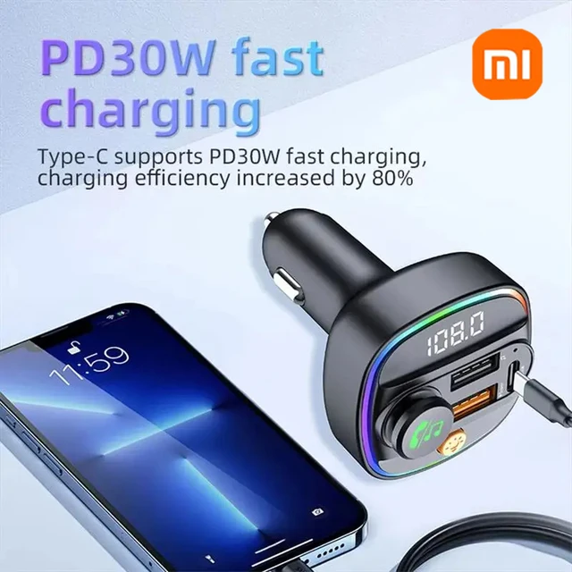 Car FM Transmitter Bluetooth with Fast Charging Adapter 5