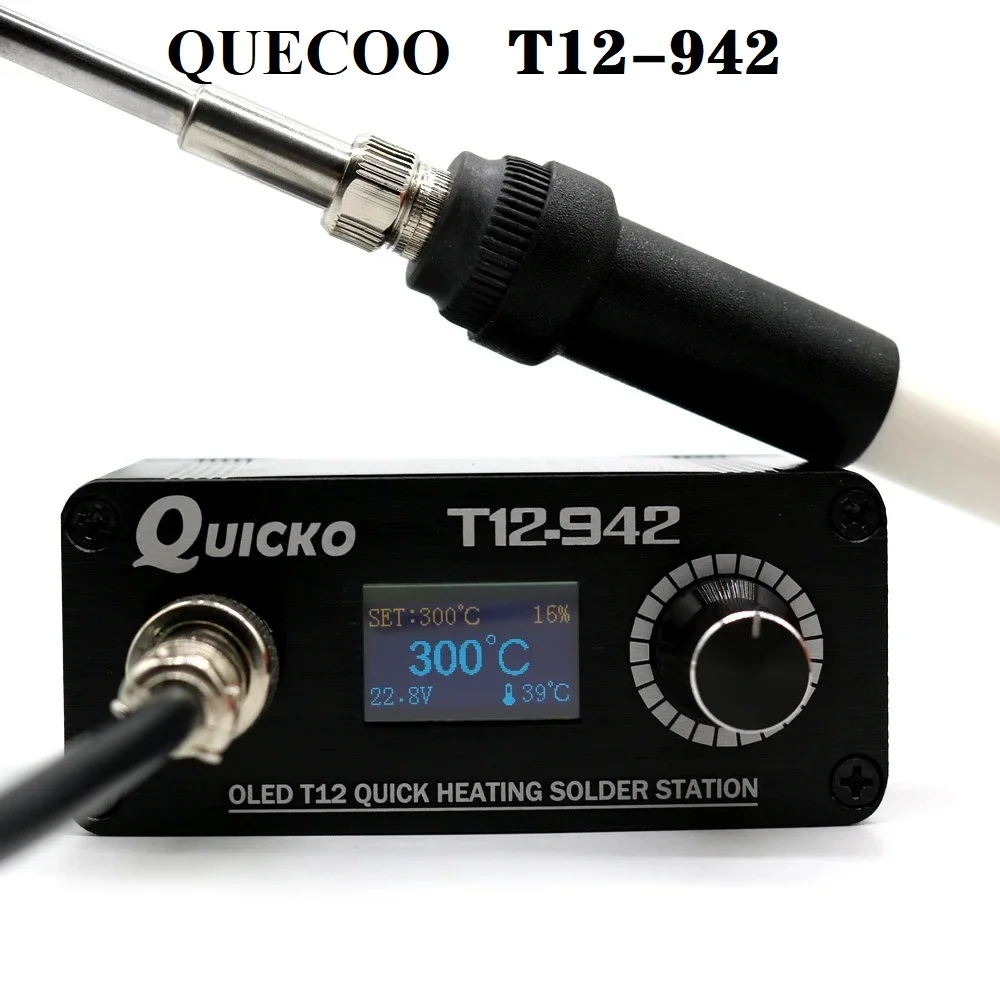 QUECOO T12-942 OLED Mini Soldering Station Digital Portable Electronic Welding Iron DC Version Iron Tips Without Power Supply