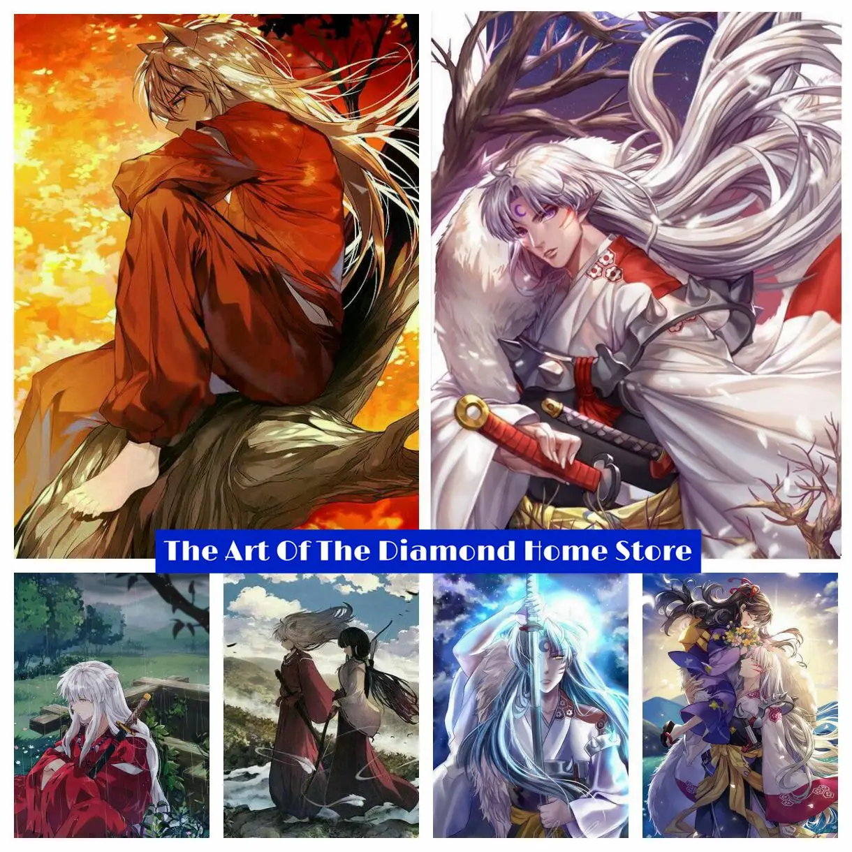 

Japanese Anime Inuyasha 5D DIY AB Drills Diamond Painting Inuyasha Sesumaru Naraku Cross Stitch Mosaic Handicraft Home Decor