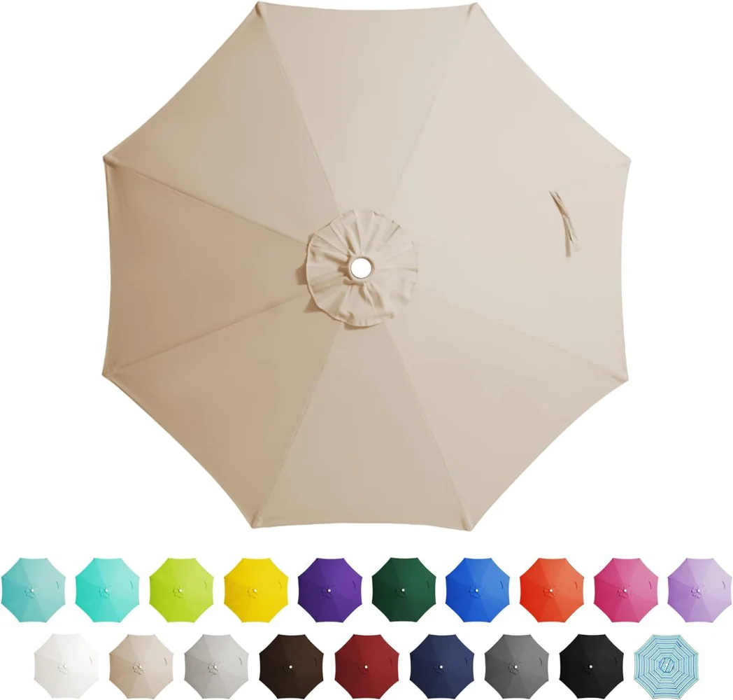 

JEAREY 9 ft Patio Umbrella Replacement Canopy for 8 Ribs, Table Market Yard Umbrella Replacement Top Cover with