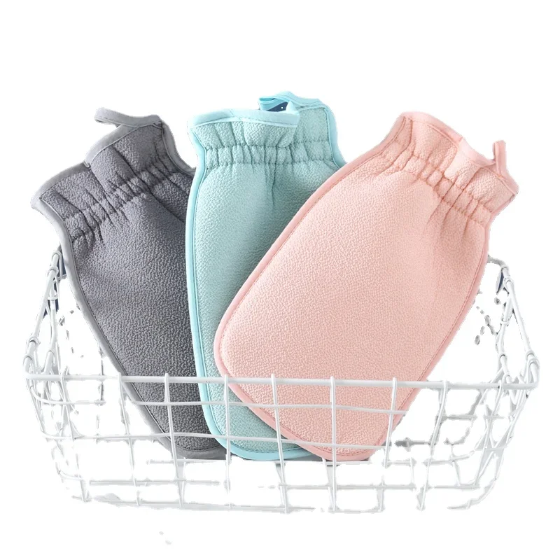 

Solid Color Hanging Bath Towel Rub Back Easy To Rub Gray Gloves Men and Women Double-sided Bath Towel