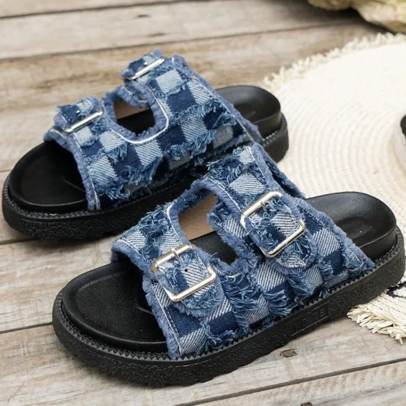 Women Slippers Summer Hot Sale Gladiator Slippers Beach Flat Walking Sandals Platform Slingback Slides Women Zapatos De Mujer — view 3