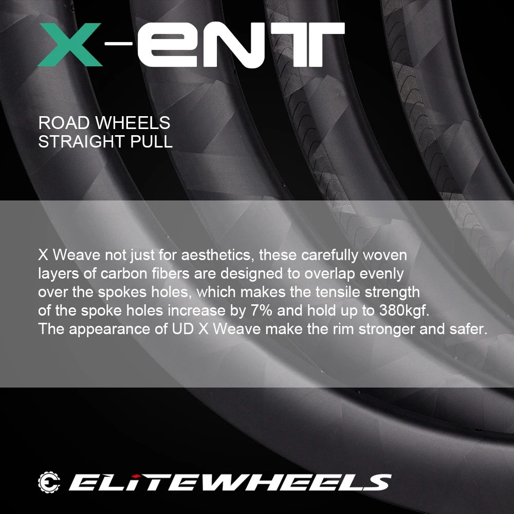Фото ELITEWHEELS 700c новый продукт шоссейный велосипед карбоновая колесная X плетеная отделка бескамерные колеса готовые прямые тяговые ступицы гоночный велосипед колесо №2