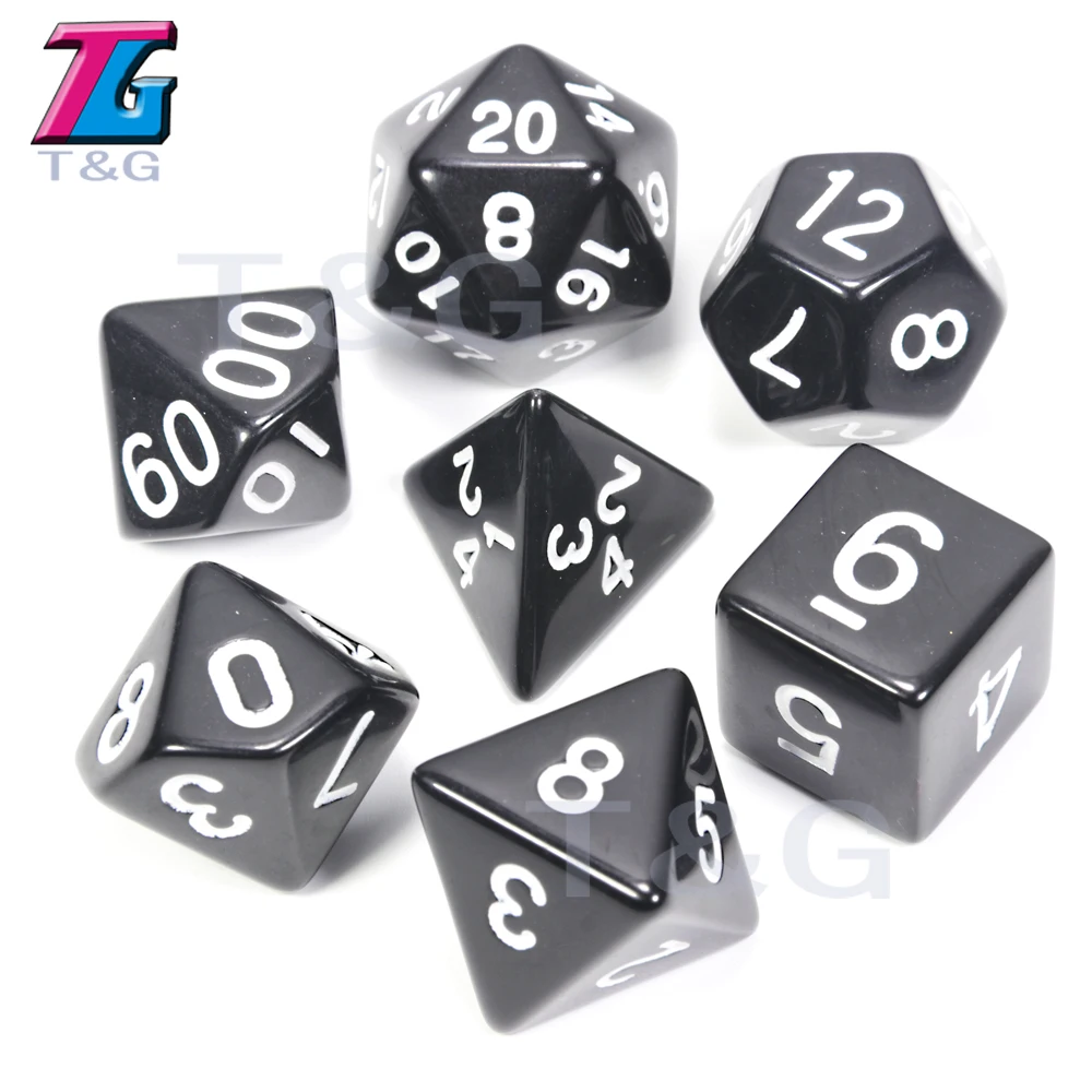 Top Quality 7Pcs/Set Acrylic Polyhedral TRPG Games For DND Opaque D4-D20 Multi Sides Dice for Game Gaming