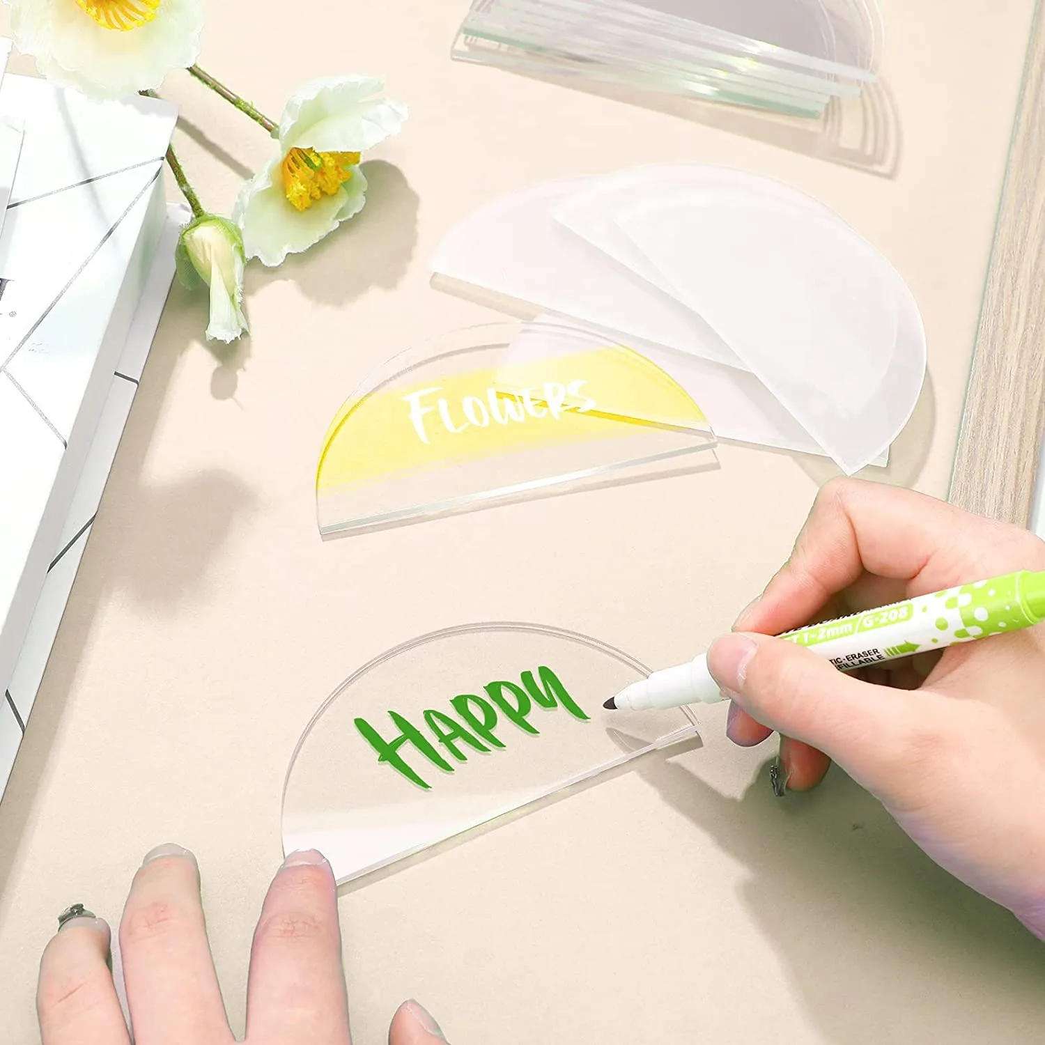 

Transparent Blank Semicircle Acrylic Wedding Venue Card Diy Wedding Event Birthday Table Number Seat Card Blank 4in Half Circle