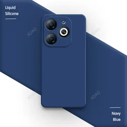 Premium Liquid Silicone Phone Case with Soft Internal Flocking - Candy Color Back Cover for Infinix Smart 8 (Navy Blue)