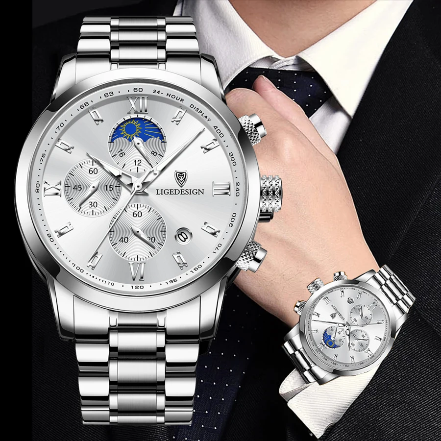LIGE Fashion Date Quartz Men Watches Top Brand Luxury Male Clock Chronograph Sport  Big Mens Wrist Watch Relogio Masculino