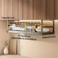 Stainless Steel Shelves Adjustable Spice Stand Storage Room Kitchen Metal Expansion Cabinet Kitchen Hanging Seasoning Rack 4