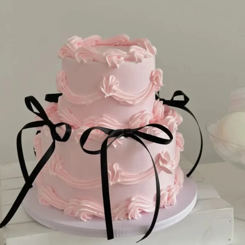 Retro Double Layer Simulation Cake Model Fake Cake 6/8 Inch Plastic Foam Dessert Display Birthday Props Wedding Party Decor food model