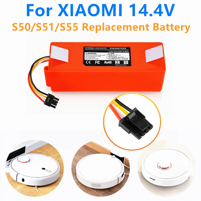 

Robotic Vacuum Cleaner Replacement Battery for Xiaomi Robot Roborock S50 S51 S55 Accessory Spare Parts 14.4V Li-ion Battery