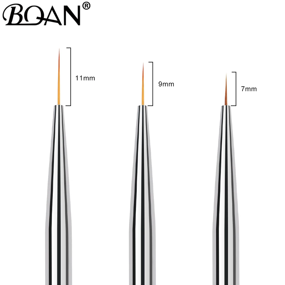 BQAN 7/9/11mm 블루 네일 아트 라이너 브러쉬 젤 네일 브러쉬 젤 매니큐어 페인팅 브러쉬 드로잉 네일 아트 브러쉬 펜 세트