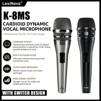 Microfono dinamico professionale K-M8 con interruttore per KTV, performance sul palco, karaoke, registrazione e canto