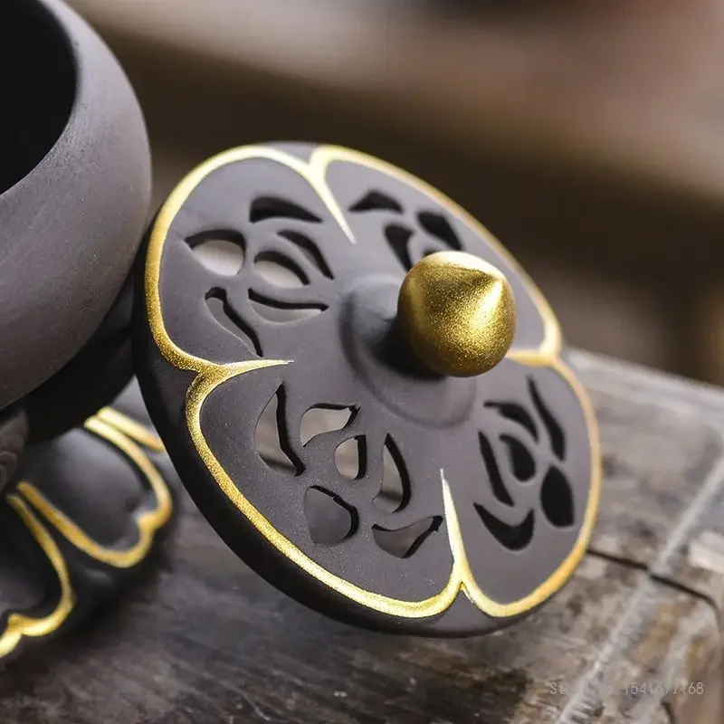 Creative Purple Sandalwood Incense Burner, Home Indoor, Chinese Zen Incense Lotus Shaped, High-end Tea Ceremony Decor, 1Pc