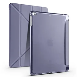 Premium PU Leather Fold Stand Case with Pen Holder for iPad 6th 9.7 inch (Lavender gray)