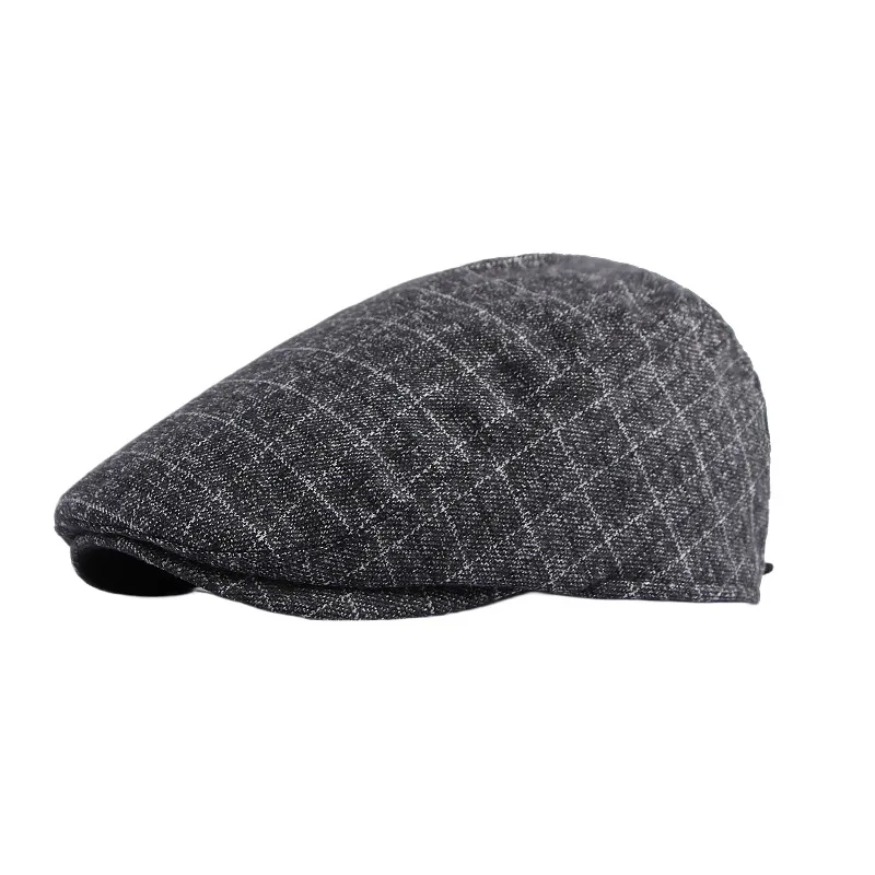Autumn And Winter New Japanese Style Quilted To Keep Warm Beret Men's British Retro Peaked Cap Plaid Fashion Advance Hats Women