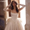 Graceful Strapless Sleeveless Wedding Dress Glitter Hand-sewn Pearls Bride Robe Vintage Satin A-line Bridal Gown Robe De Mariée 1