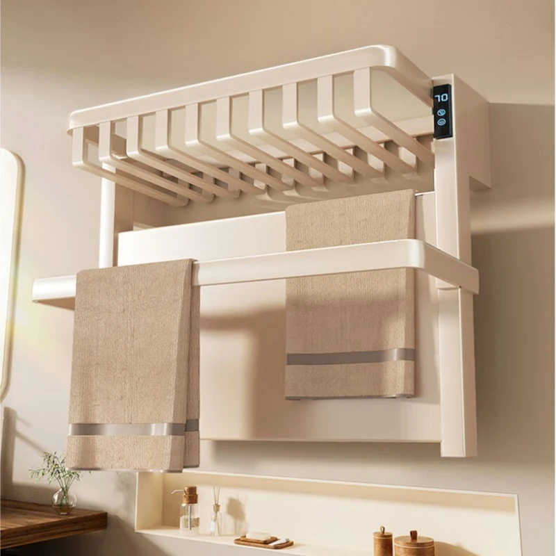 ราวแขวนผ้าเช็ดตัวไฟฟ้าอัจฉริยะ พร้อมชั้นวางผ้าเช็ดตัวสุดหรู อุ่นผ้าเช็ดตัวในห้องน้ำ ติดผนังแบบไฟฟ้า 1