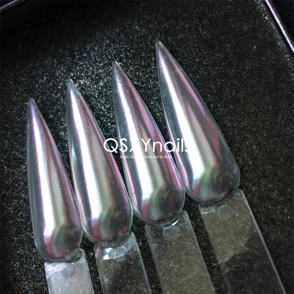 0.5g Fantastic Purplish Red Amaranth & Green Aurora Chrome Mirror Powder Nail Art Smooth Rubbing Pigment Glitter for Gel Polish