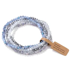 Colorful Faceted Glass Beads Stretch Bracelet Set - Handmade Jewelry with Elastic Design (Style 3)