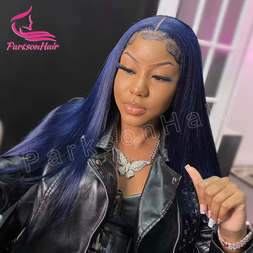 Midnight Blue Straight 13X4 HD Lace Frontal Human Hair Wigs