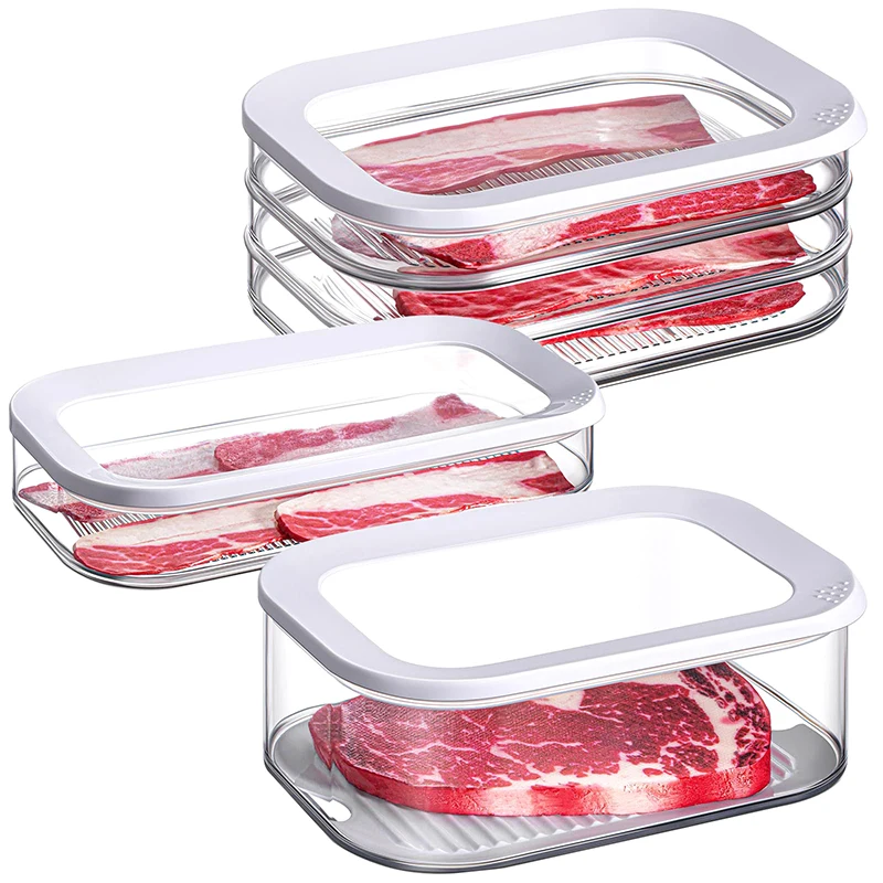 Refrigerated Fresh-Keeping Box With Lid Food Grade Frozen Plastic Kitchen Refrigerator Special Storage Box Deli Meat Containers 3