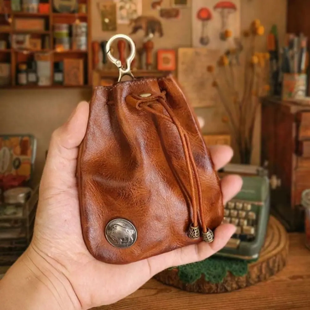 Portafoglio compatto vintage con coulisse, mini custodia retrò, portamonete, portachiavi, borsa portaoggetti per gioielli medievale, uso per governante
