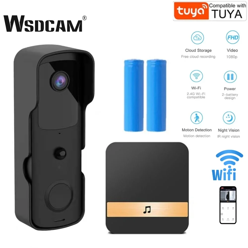 WSDCAM Tuya Smart Video Doorbell Camera 1080P Infrared Night Vision Wireless Door Bell Home Security Protection Doorbell Kits wifi video door phone