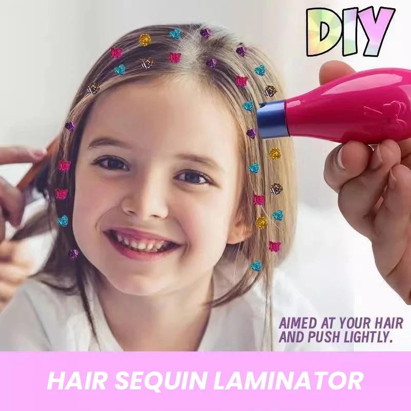 Hair Gem Stamper Kit Blingling Hair Jewels for Girls Toys Hair Styling Tool with Reusable Shining Diamonds Pretend Play Toy Gift