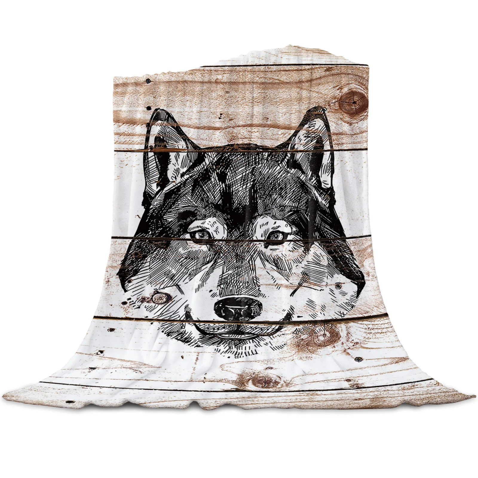 

Wild Animal Warm Blanket Office Rest Sofa Couch Bedding Cover Wolf Black Night Lightning Bed Student Home Bedspread