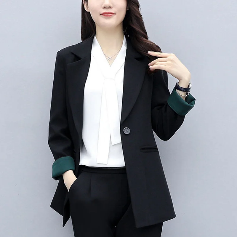 Elegant Solid Color Button Spliced Pockets All-match Blazer Women Clothing 2023 Autumn New Casual Tops Loose Office Lady Blazers
