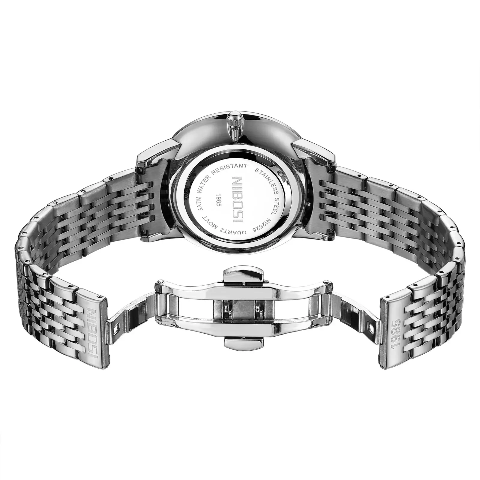 NIBOSI Man Quartz Watches Luxury Watches for Man Luminous Stainless Steel Strap Round Calender Waterproof Man Fashion Clock