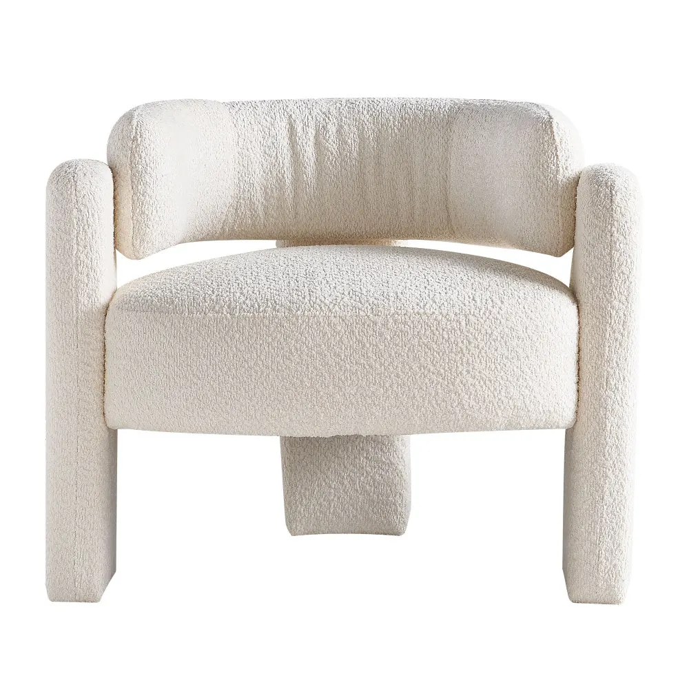 Beige Boucle Accent Chair - Chic Upholstered Seating - 34.65" Wide 3