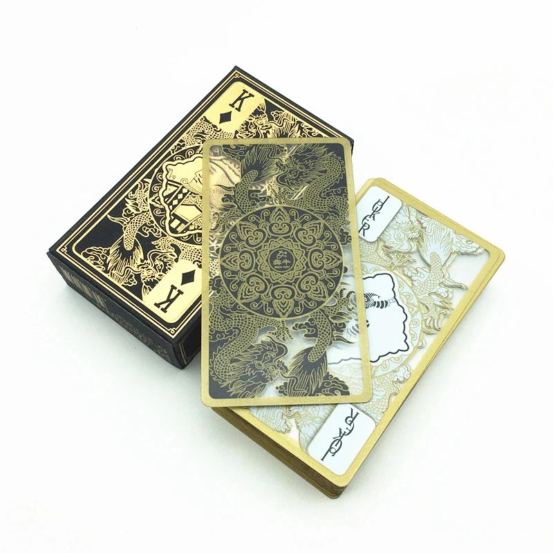 55 Cards Deck Golden Edges Playing Cards, Waterproof Plastic Poker Collection Cards Best Christmtas Gift Learning Carta De Poker
