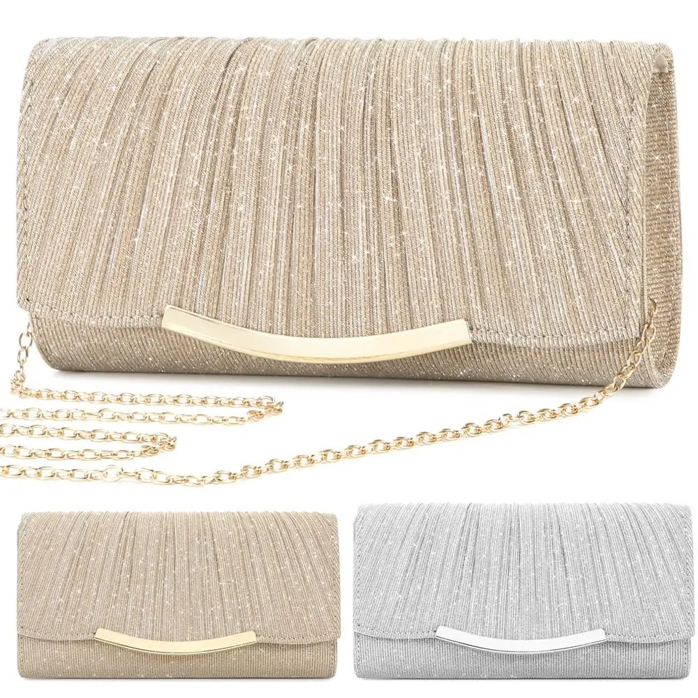 

Polyester Messenger Handbag New Solid Color Plain Wedding Party Prom Clutch Bag Flap Wedding Bag Women