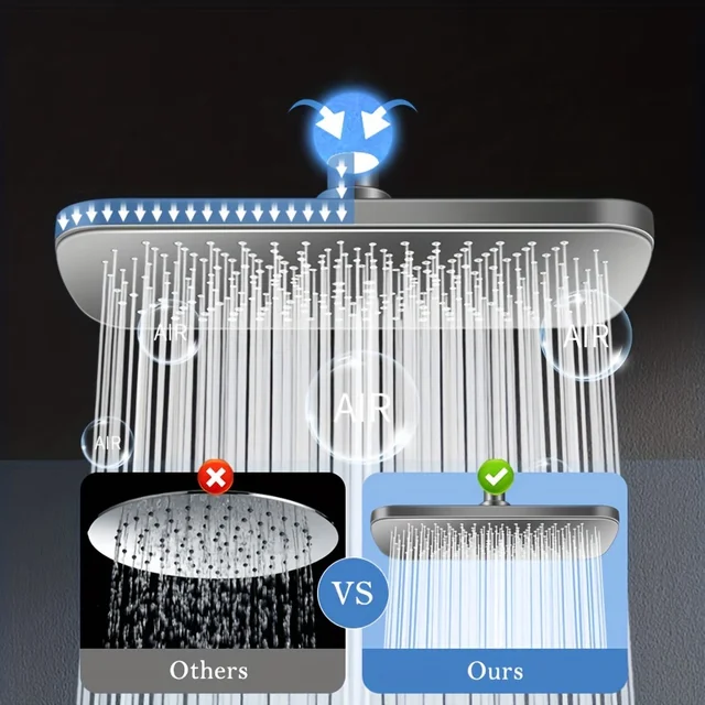 1pc High Pressure Rainfall Shower Head, Luxury Bathroom Showerhead, Adjustable Angles, Anti-Clogging Silicone Nozzles, Water Sav 4